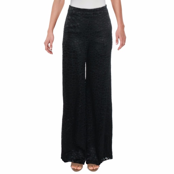 ALEXIS GALINI SILK BLEND ANIMAL PRINT WIDE LEG PANTS